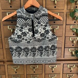 Black and White Floral Lace Women's Top